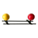 Vintage wall coat rack, metal and wood in yellow and red.