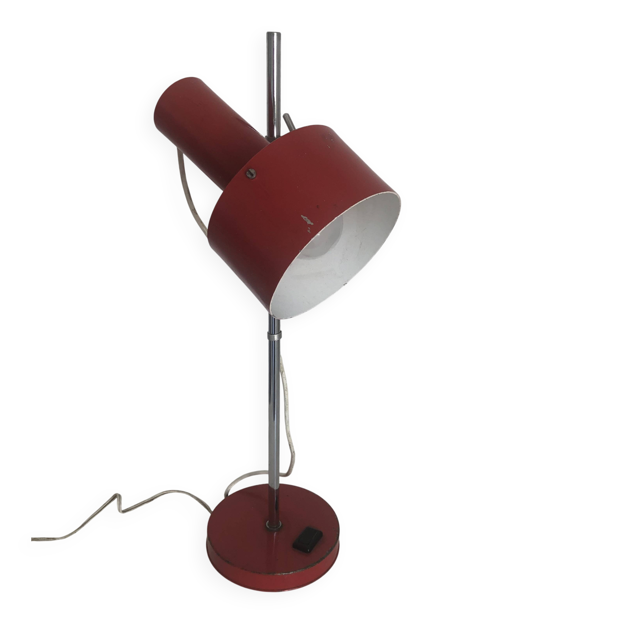 Lampe  vintage 1960 Monteuse Delmas rouge diable - 44 cm