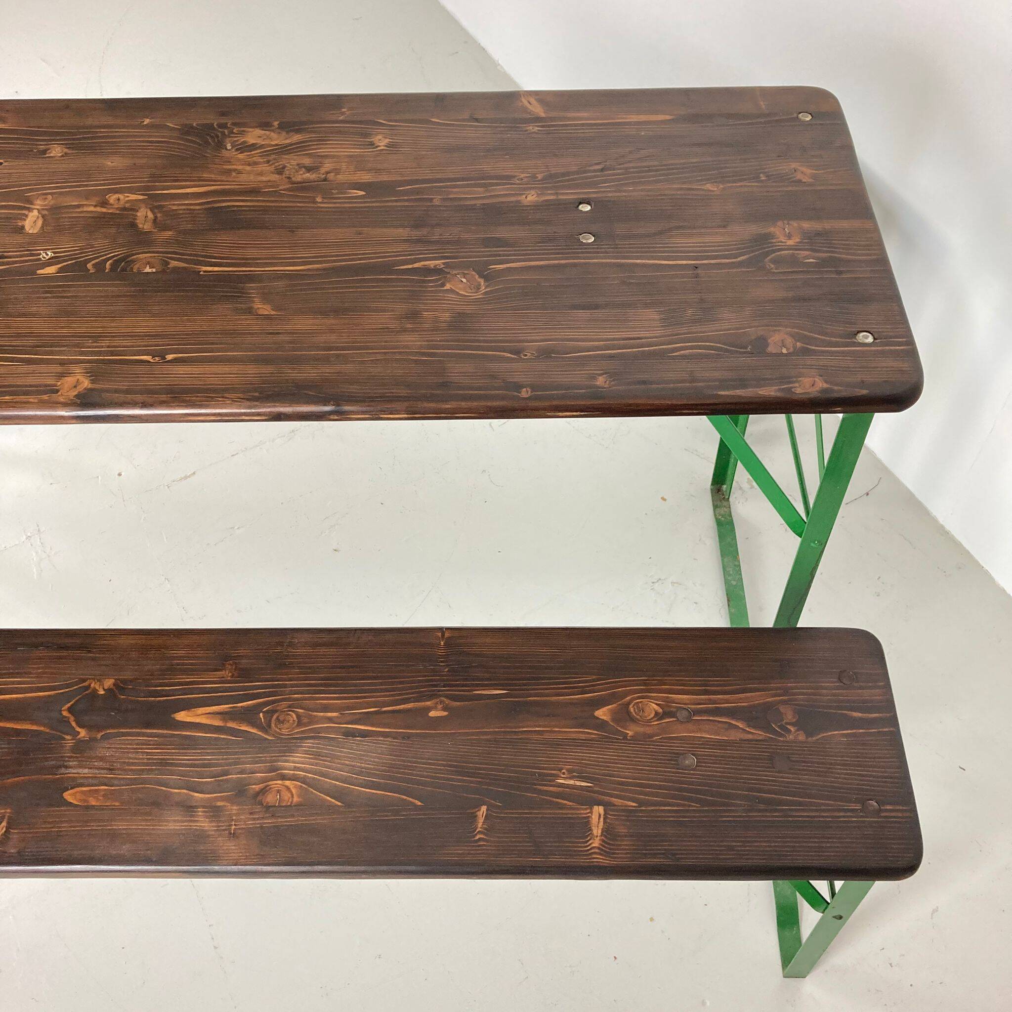 Table et bancs de bière allemands vintage de longueur sur mesure