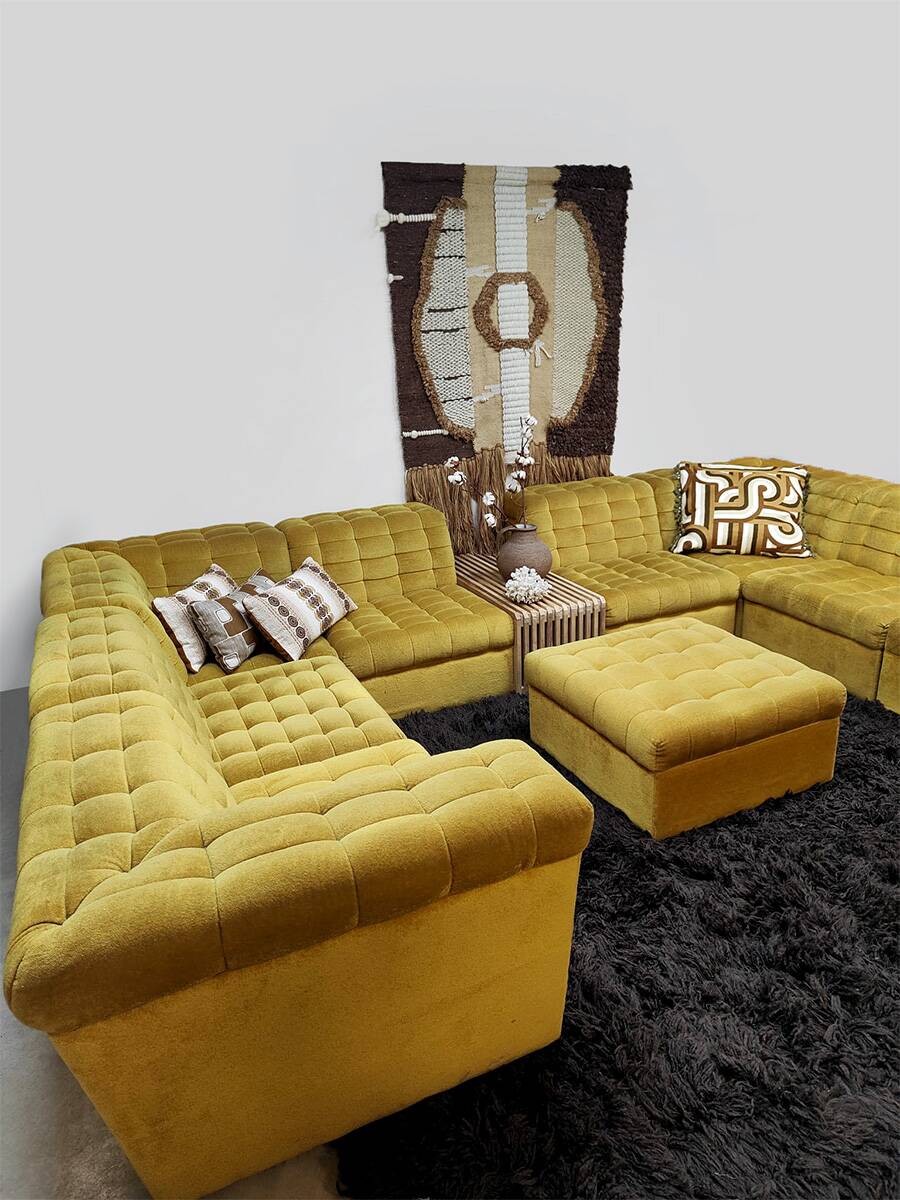 Canapé modulaire vintage XXL Laauser « jaune doux »