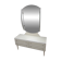 Mid-Century silver dressing table in glass and paint, central oval mirror, 1950s.
