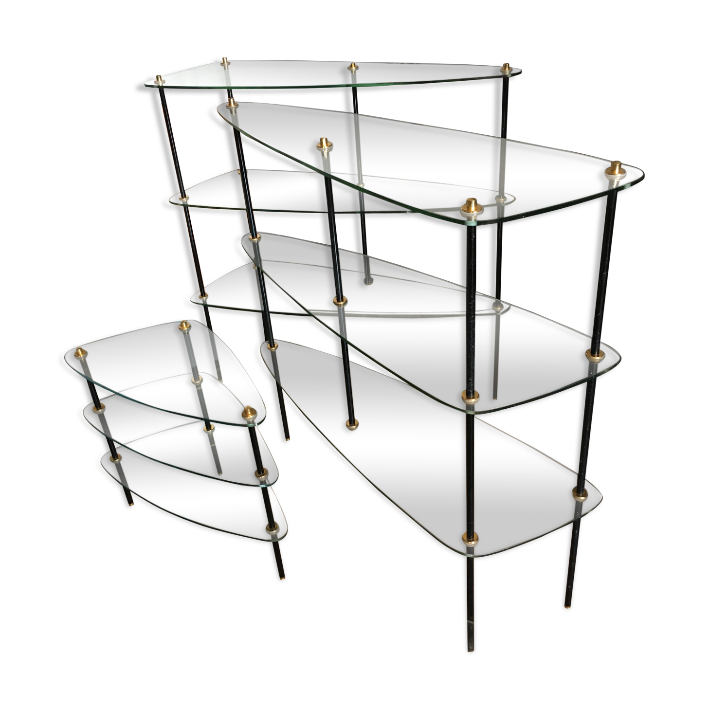 Metal and glass shelves