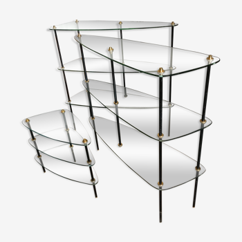 Metal and glass shelves