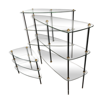 Metal and glass shelves