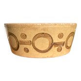 Ethnic brutalist salad bowl in beige and brown ceramics