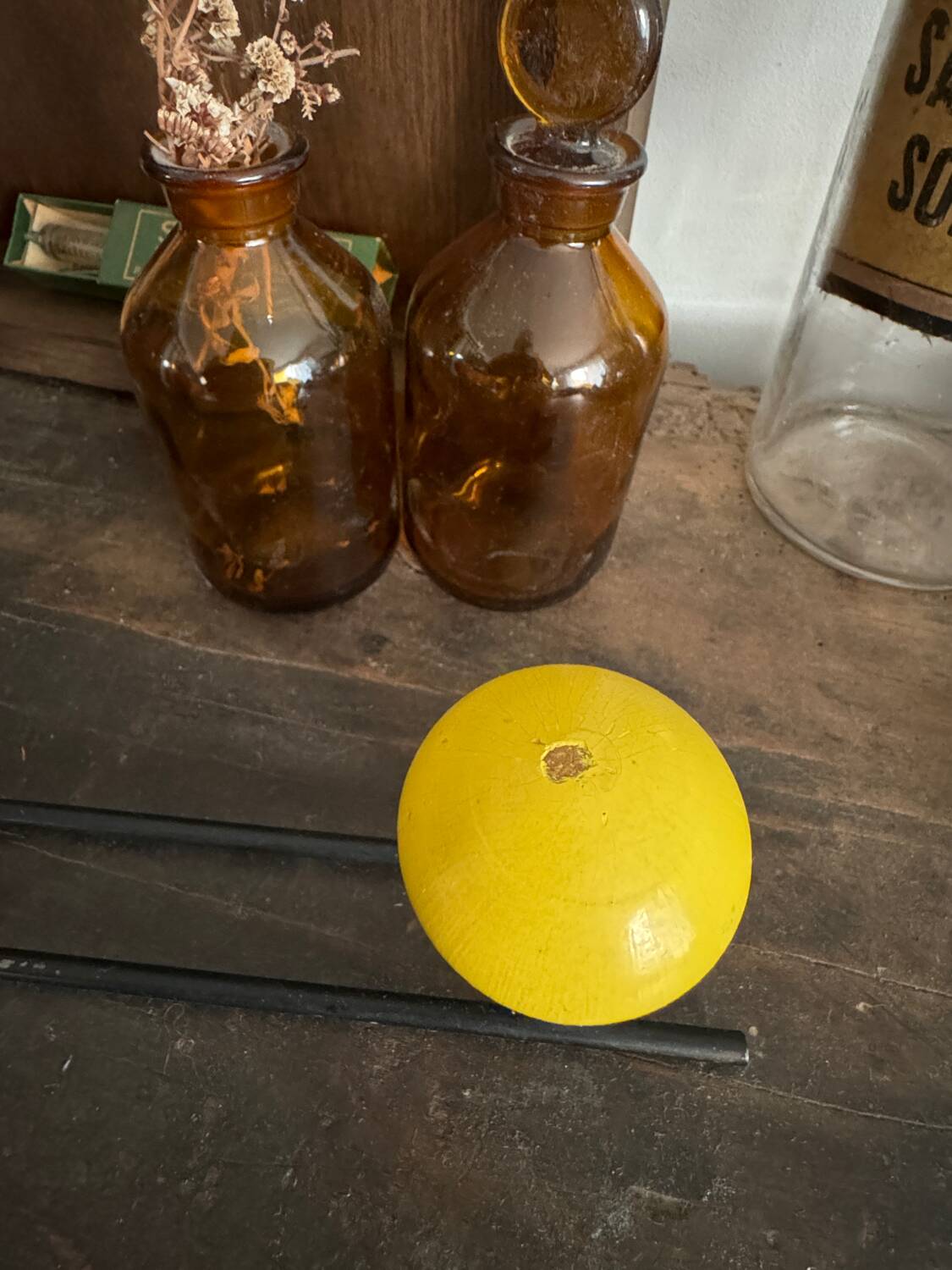 Vintage wooden ball wall coat rack