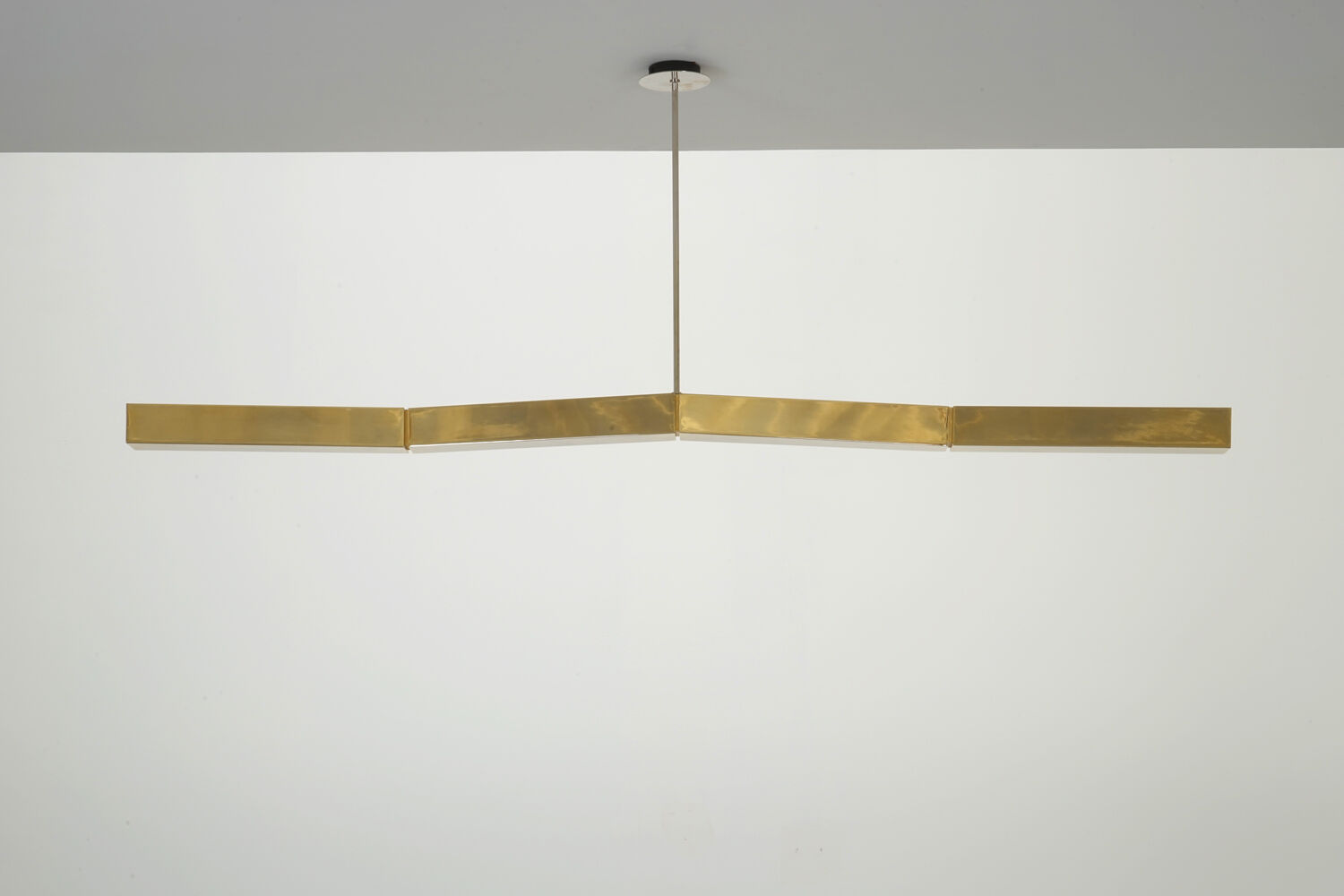 Postmodern hanging lamp in golden metal circa 1980