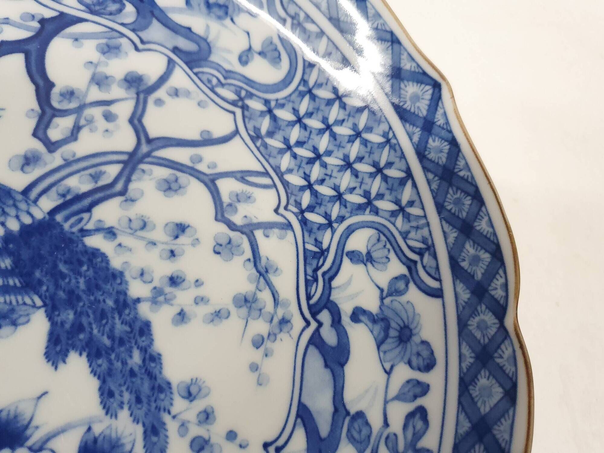 Set of 2 Andrea by Sadek porcelain plates with peacock, Japan 1970's