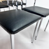 Set of 6 belgium chrome and skai dining chairs, 1960s