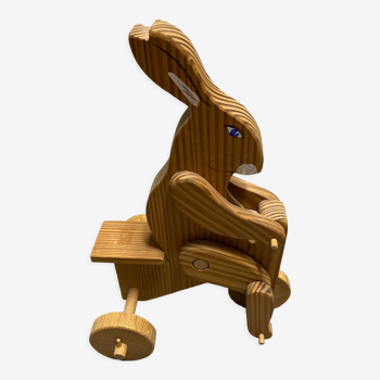 Jouet en bois lapin vintage