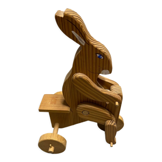 Jouet en bois lapin vintage