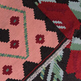 Handwoven antique romanian kilim, floral oriental wool flat-woven carpet- 242x306cm