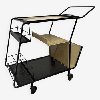 Perforated metal serving trolley style Mathieu Matégot