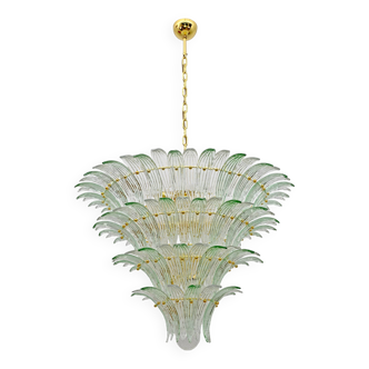 Lustre à palmettes en verre de Murano et laiton italien moderne du milieu du siècle