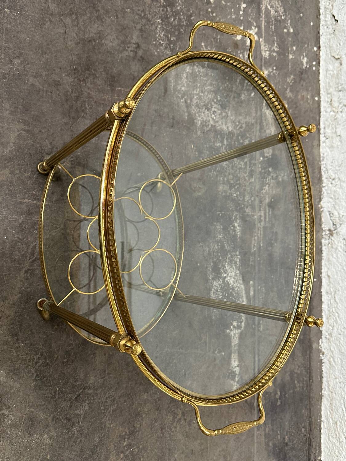 Rolling serving cart, brass service trolley