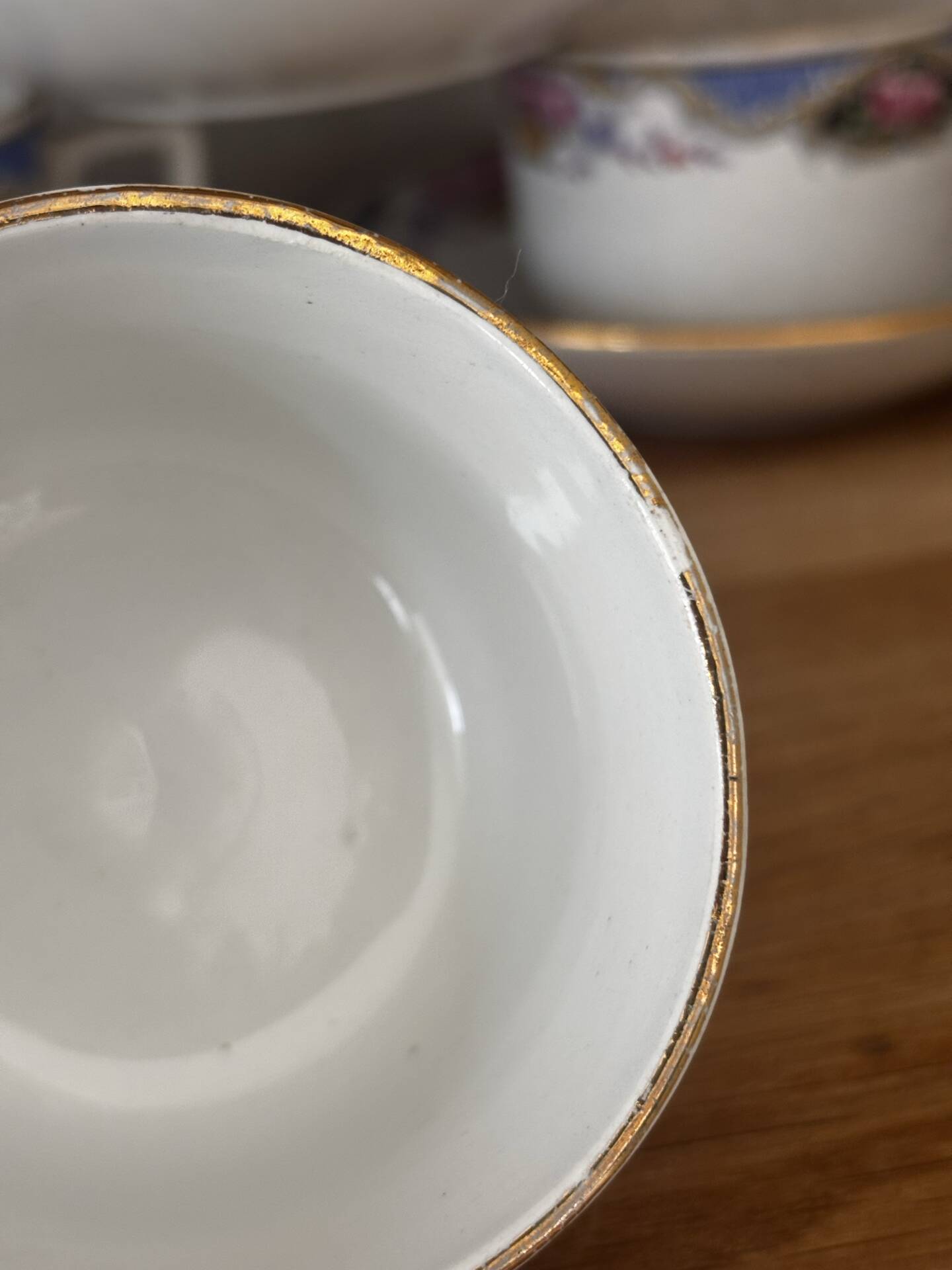 Set of 10 antique cups and saucers Digoin Sarreguemines