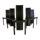 Vintage black leather dining chairs, set of 6, 1980s