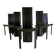 Vintage black leather dining chairs, set of 6, 1980s