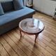 Vintage coffee table from the 60s – Rattan top with a sunburst pattern