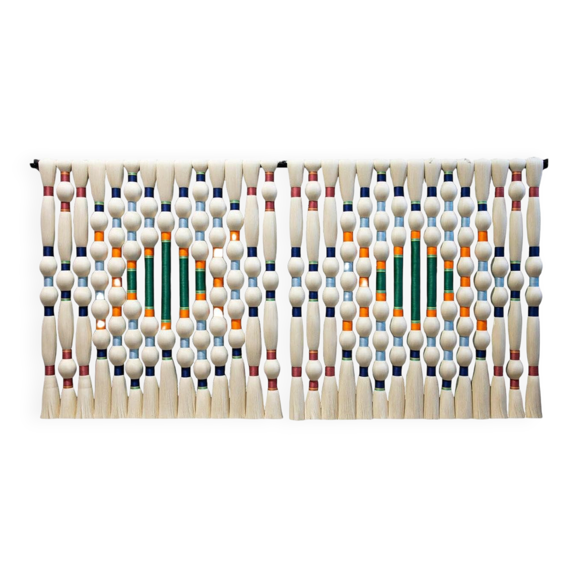 Contemporary Art Tapestry in Ivory and Multicolored Cotton, North American