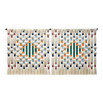 Contemporary Art Tapestry in Ivory and Multicolored Cotton, North American