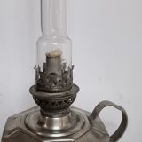 Old crystal and pewter oil lamp.