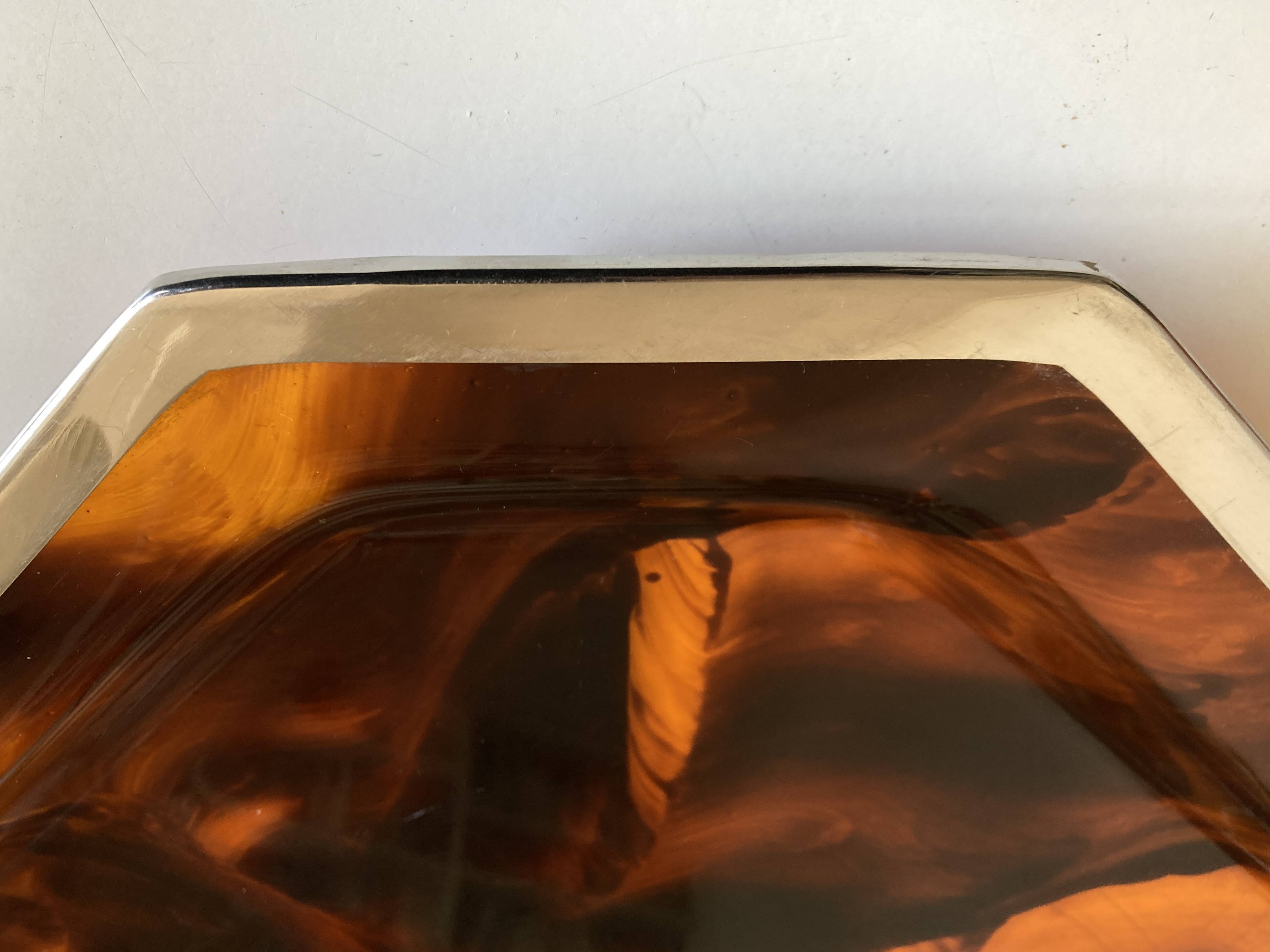 XXL neo-classical tortoiseshell lucite tray 1970