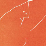Linogravure "La femme assise" rouge