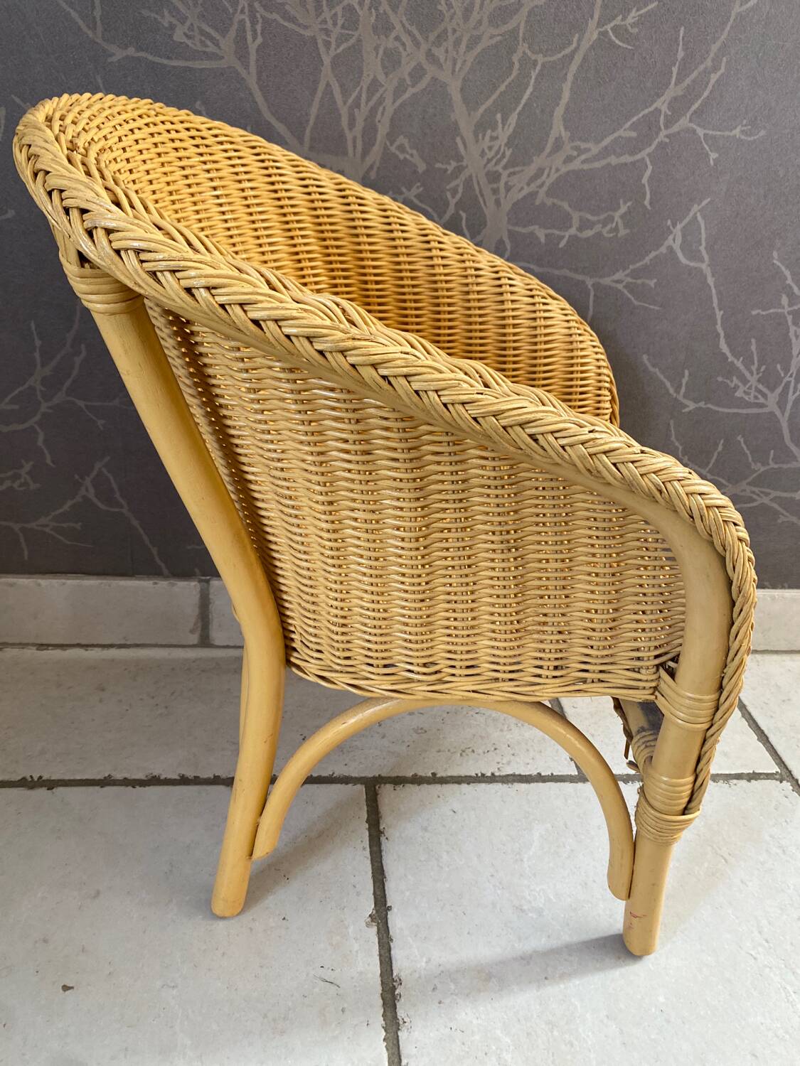 Fauteuil enfant en rotin vintage