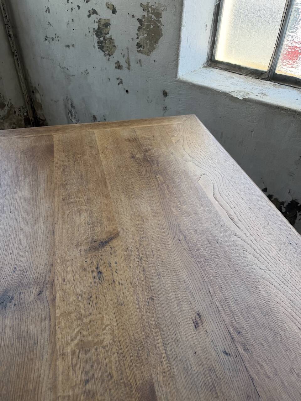 Grande table de ferme XL chêne « carrée » conférence 1950
