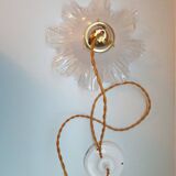 Vintage clear glass pendant light - wavy 1960 1970