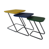 Tables gigognes 50/60, skaï and wrought iron