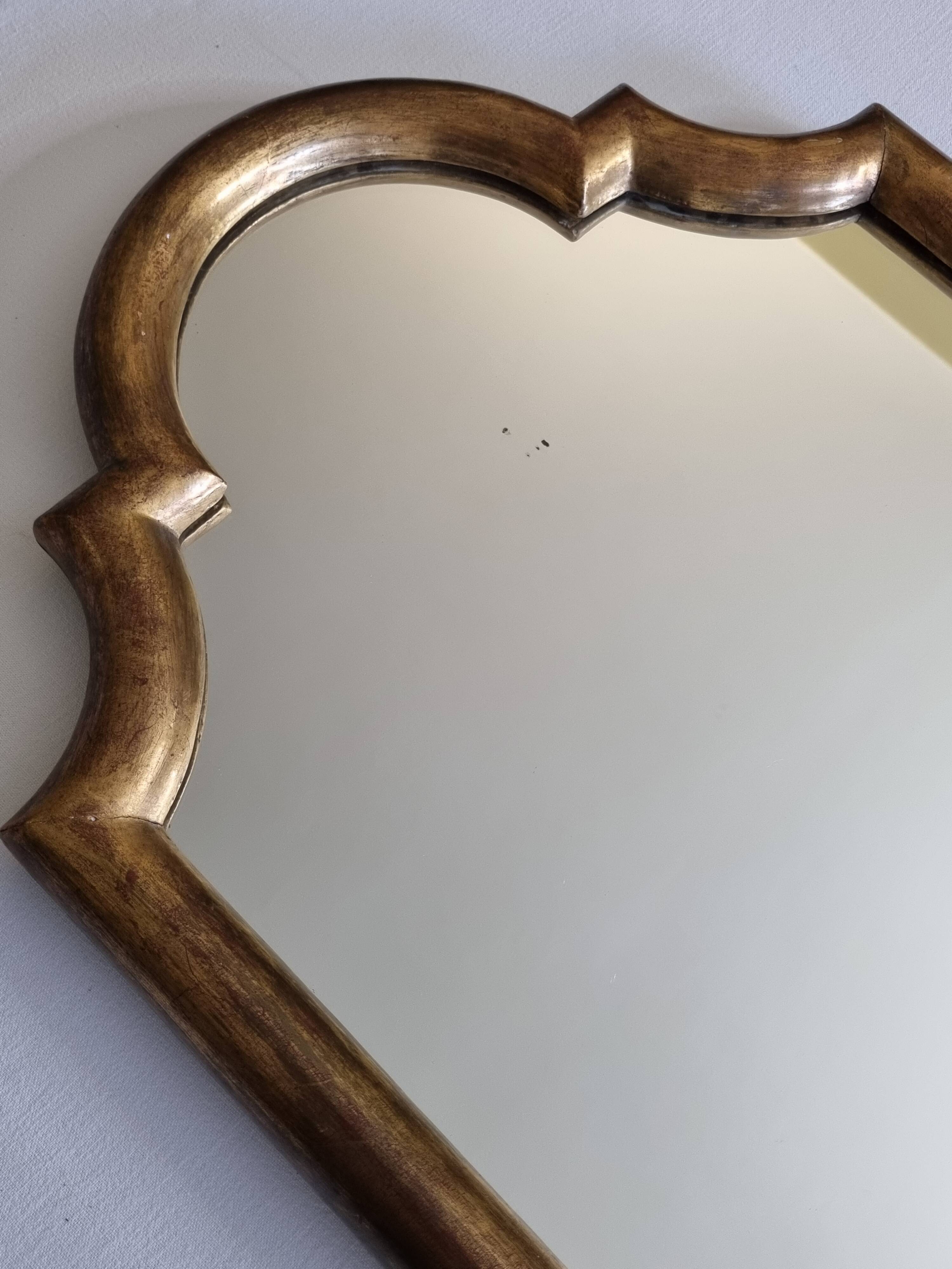 Stucco and wood fireplace mirror 53x38 cm