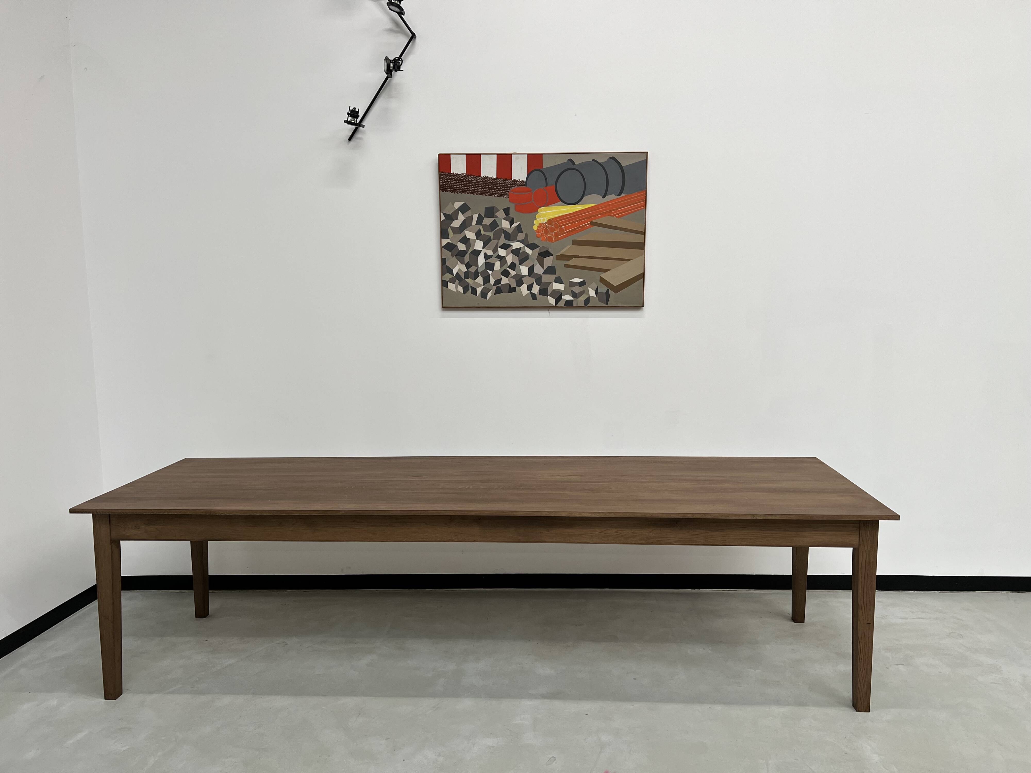 "Dark Brown" farmhouse table in solid oak, 300 x 90 cm