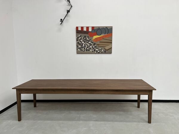 Table de ferme ''Dark Brown'' en chêne massif 300 X 90 cm