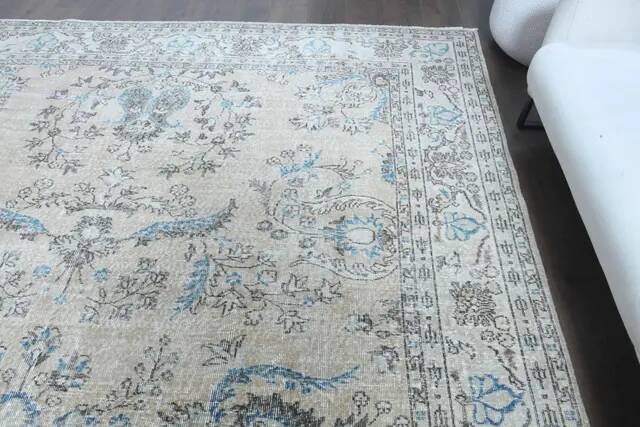 1970s Vintage Persian Handmade Wool Cotton Brown Area Rug 271x371