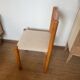 Vintage wooden chair with cream white corduroy seat