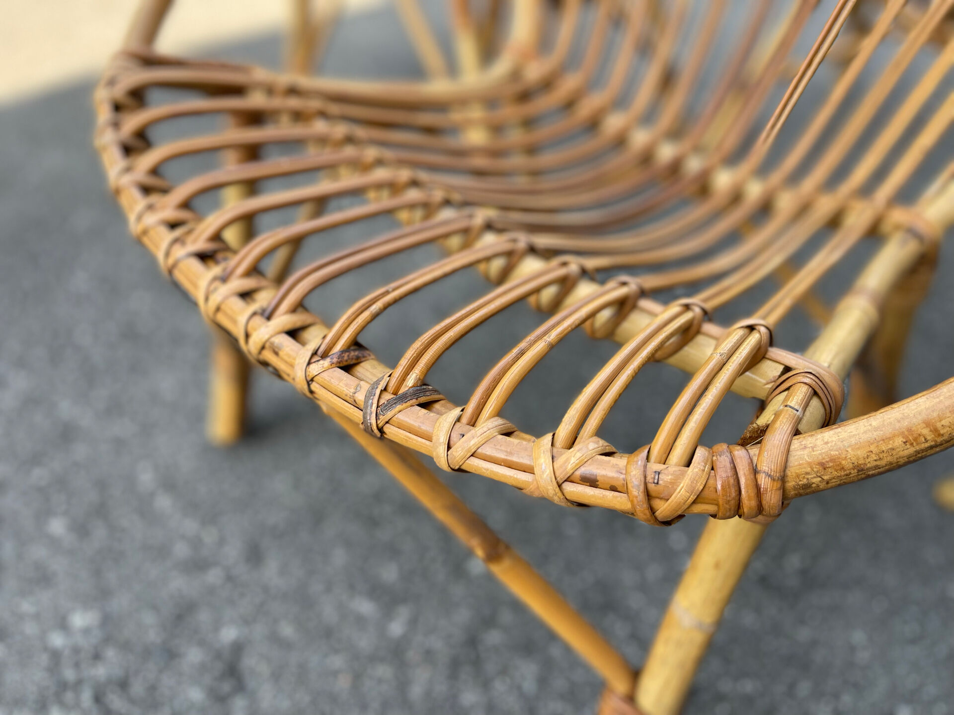 4 Fauteuils de jardin vintage rotin corbeille 1950/ 1960