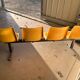 Waiting bench, vintage yellow banquette