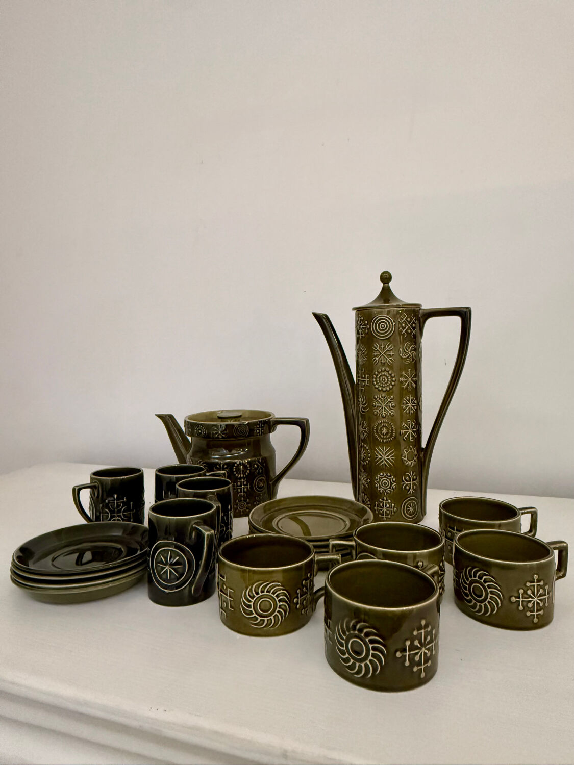 Coffee/tea service "Totem" Portmeirion – Susan Williams-Ellis – Green O