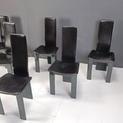 Copy of set of 6 Italian leather and green lacquer dining chairs, 1980s