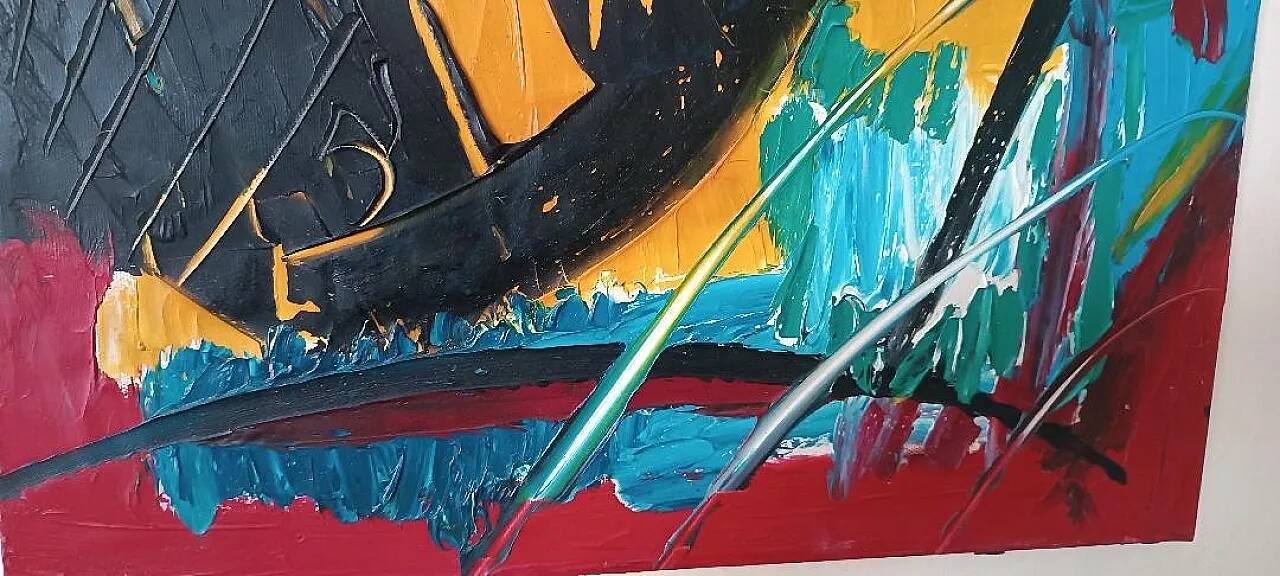 Abstract painting by Simone Ciani, oil on canvas, 20th century