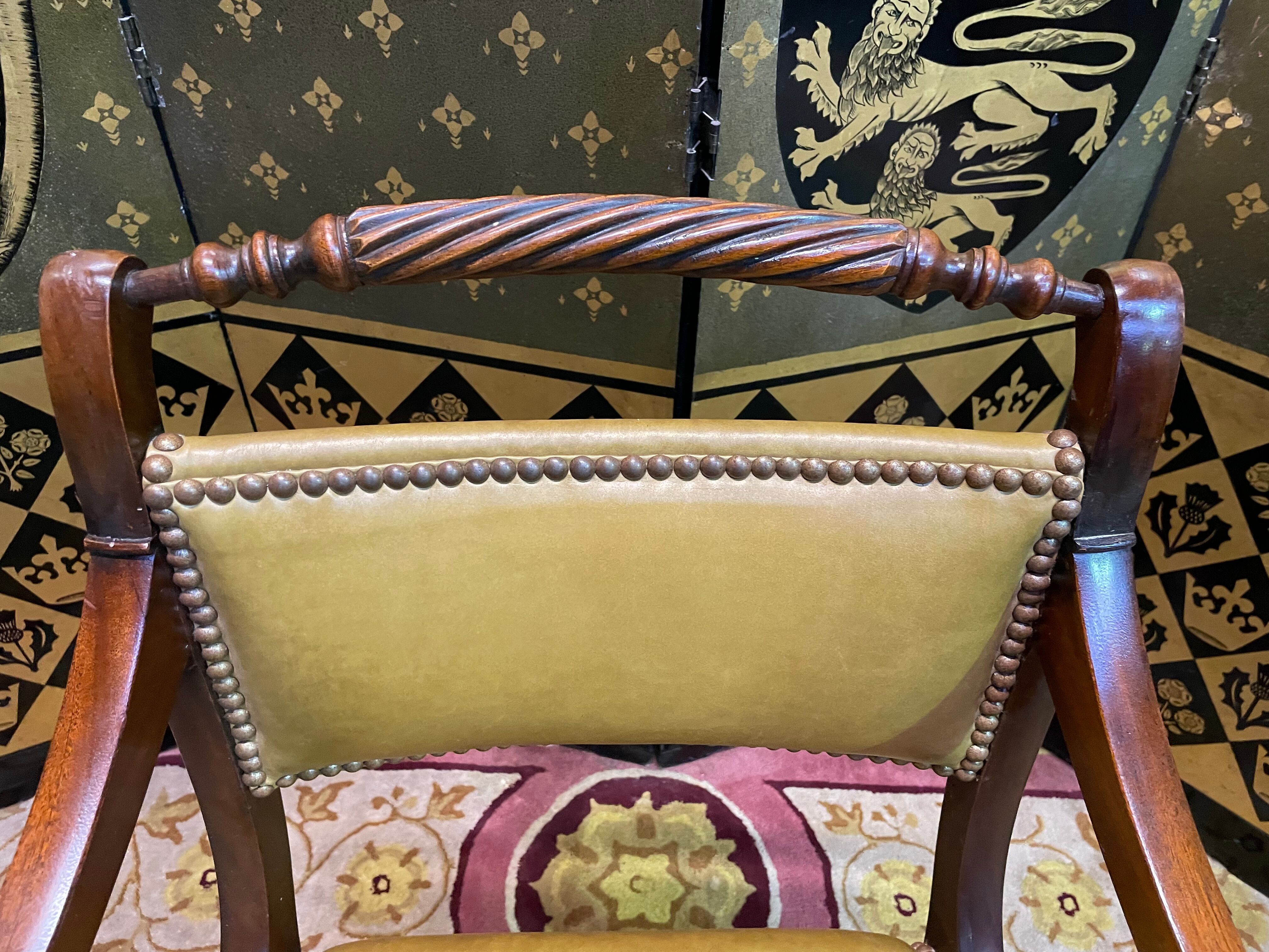 English office armchair mahogany and leather