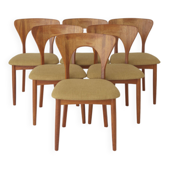 6 Vintage Chairs by Niels Koefoed, 1960s Danish Teak, model Peter
