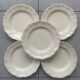 Set of 5 Digoin Sarreguemines plain ivory plates with gadroons
