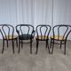 Set of 4 Mix&Match Thonet Style Dining Chairs / Black Bentwood Cane Chairs