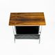 1970s modernist metal newspaper rack with a rosewood top, Sweden