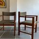 Set 6 chairs and 2 vintage Scandinavian teak and tweed chairs