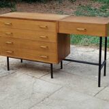 Vintage Scandinavian-style dressing table and chest of drawers by Claude Vassal, available at Magasins Pilotes.