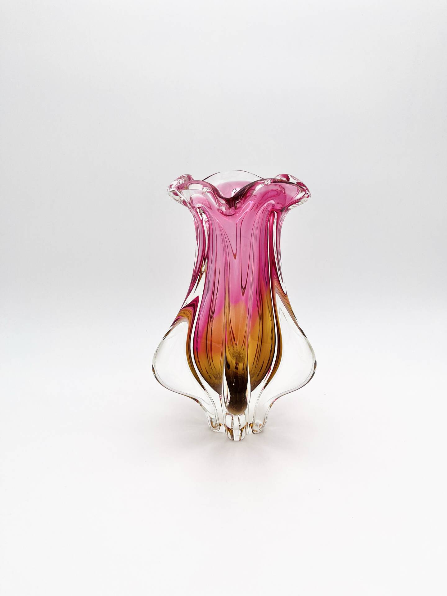 Organic Vase - Sommerso - Josef Hospodka - Bohemian Crystal - Circa 60